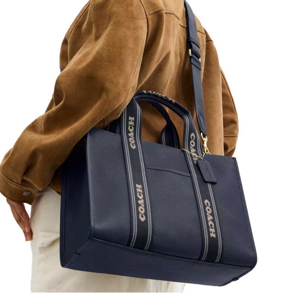 Coach Smith Large Tote with a free unbranded scarf CBM19 Denim/Gold NWT